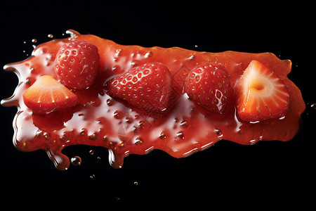 美味诱人的草莓果酱背景图片