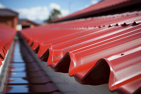 红色金属屋顶背景图片