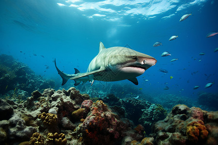 深海里的鲨鱼背景图片