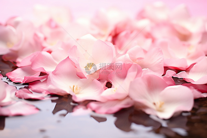 水中漂亮的粉色花朵图片