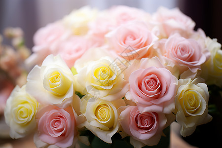 桌面上漂亮的玫瑰花束背景图片