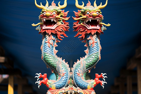 亚洲龙双龙雕塑背景