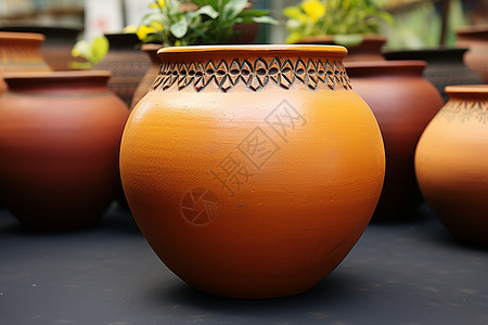 精细绘画的陶瓷花瓶背景图片