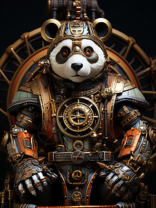 站立的铠甲熊猫背景图片