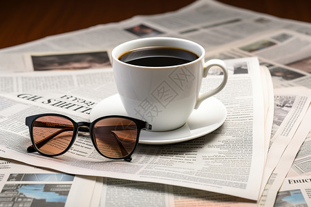 报纸上的咖啡背景图片