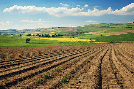 土壤墒情山坡上的耕地背景