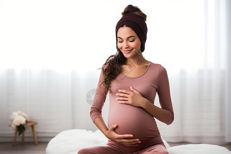 孕妇快乐瑜伽背景图片