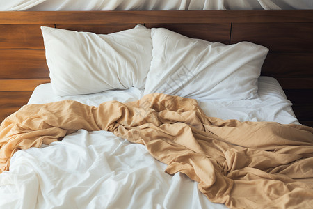 柔软的棉质床背景图片