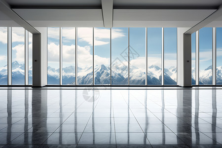 商务建筑里的雪山装饰画背景图片