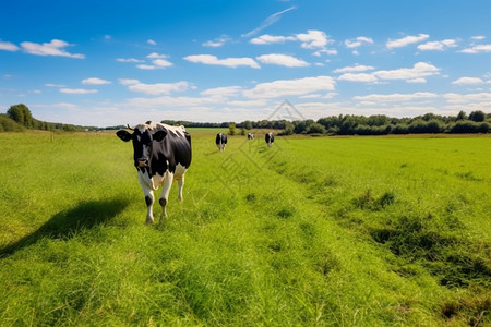 草坪上的奶牛背景图片
