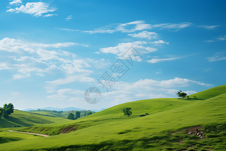山脚下的绿色田野背景图片