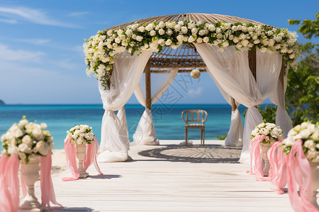 海滩上的浪漫婚礼背景图片
