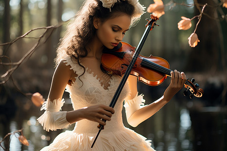 拉小提琴的女子背景图片