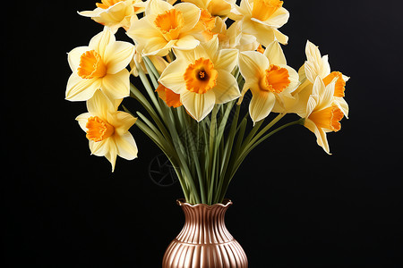 花瓶里的水仙花朵背景图片