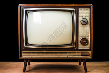 桌面上的棕色老式电视机背景图片