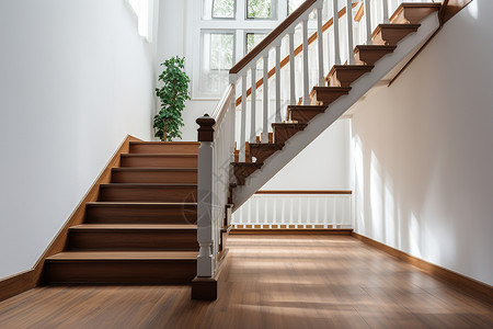 室内简约的木质楼梯背景图片