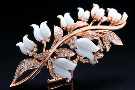 手工花朵装饰奢华昂贵的珠宝胸针背景