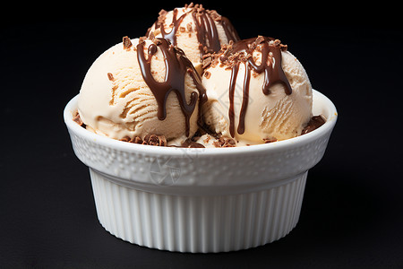 美味的巧克力香草冰淇淋背景图片