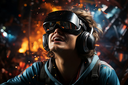天文学中的虚拟现实技术VR眼镜背景图片