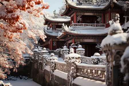 冬日的中国建筑背景图片
