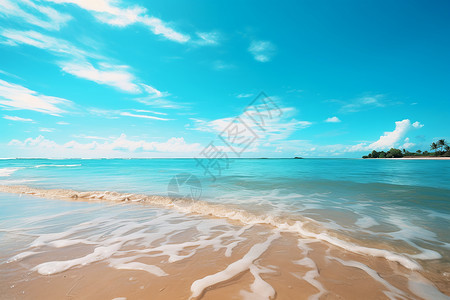蔚蓝海水的度假海滩景观背景图片