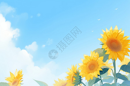 夏季美丽绽放的向日葵花朵高清图片