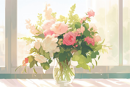 色彩斑斓的鲜花花束背景图片