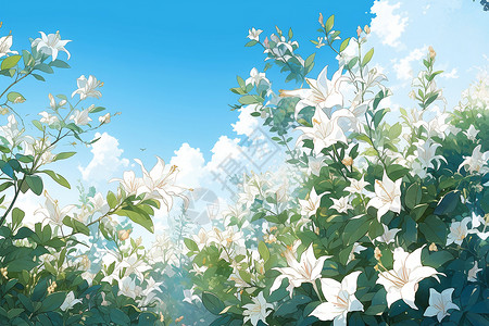 清新绽放的茉莉花花朵背景图片
