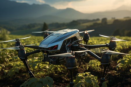 农田里面喷洒药物的无人机背景图片
