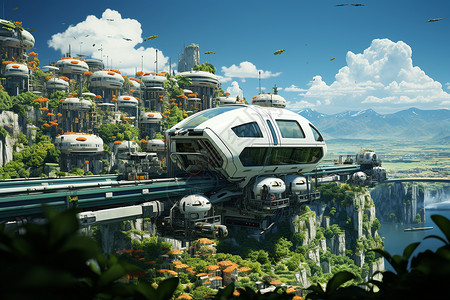 未来城市的轨道建筑背景图片