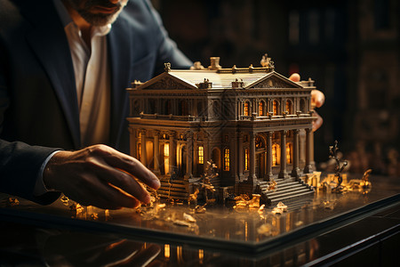 桌面上的房屋建筑模型背景图片