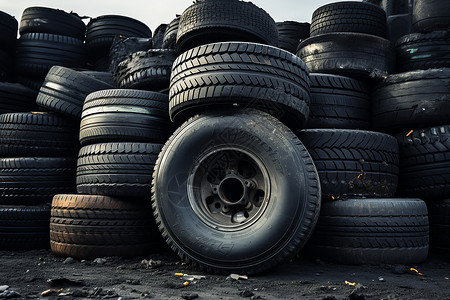 废弃轮胎堆积如山背景图片