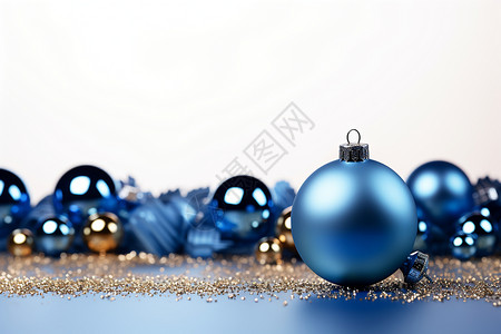 蓝色圣诞装饰彩球背景图片