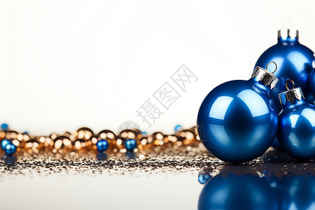 蓝色圣诞装饰物背景图片