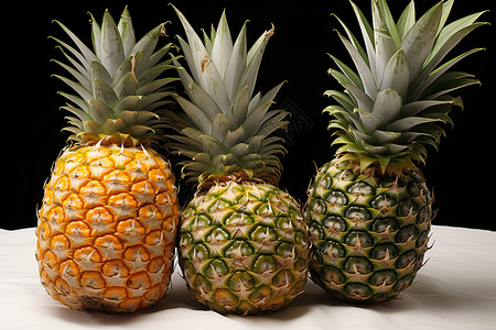 三个熟透的新鲜菠萝背景图片
