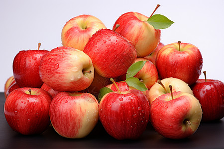 新鲜多汁的红苹果背景图片