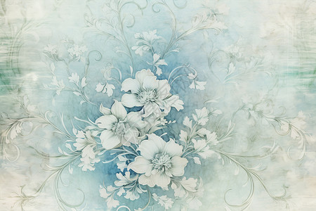 蓝白花卉图案背景图片