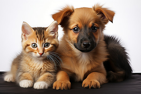乖巧可爱的猫咪和狗狗背景图片