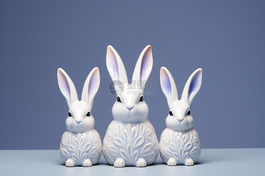 白色陶瓷兔子图片