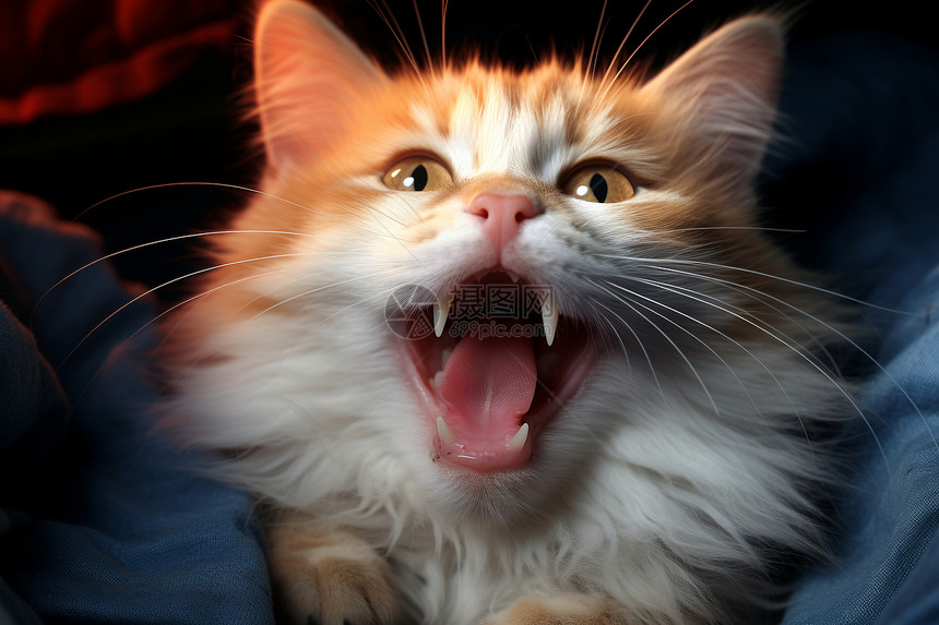 张着嘴巴可爱的猫咪图片