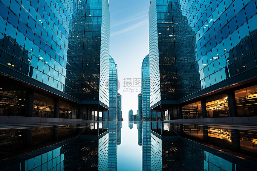 城市金融区的摩天大楼建筑图片