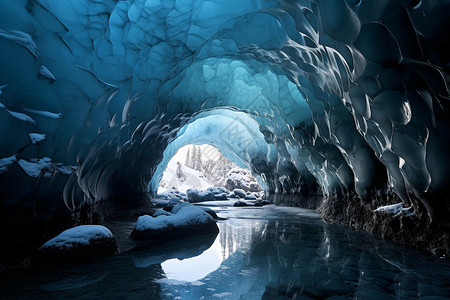 冰雪奇观的溶洞景观背景图片