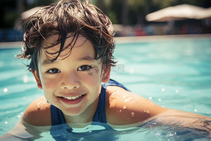 泳池玩耍的孩子图片