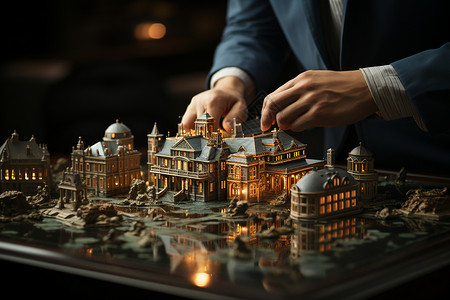 桌子上的房屋模型背景图片
