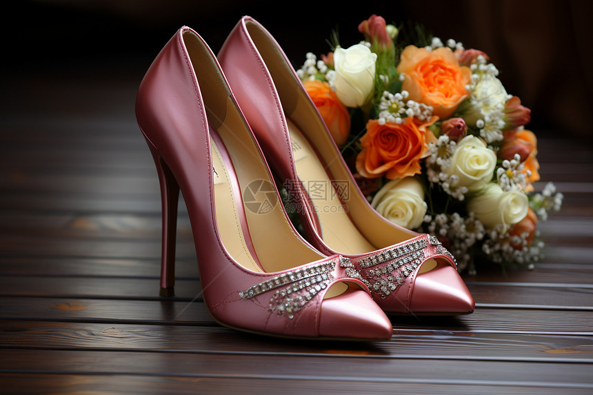 浪漫的婚礼高跟鞋图片