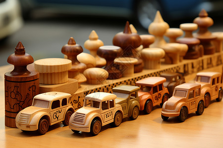 手工制作的木质玩具背景图片