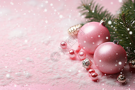 粉色球装饰粉色的圣诞装饰背景