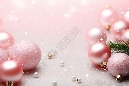圣诞色系精美的粉色系装饰品背景
