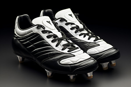 黑底白线足球鞋背景图片