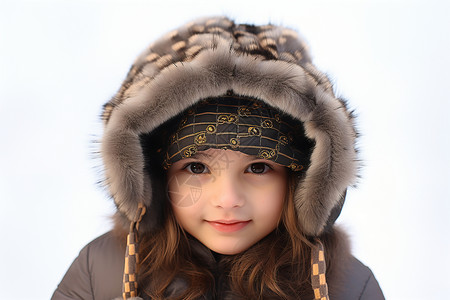 冬季保暖的外国小女孩背景图片